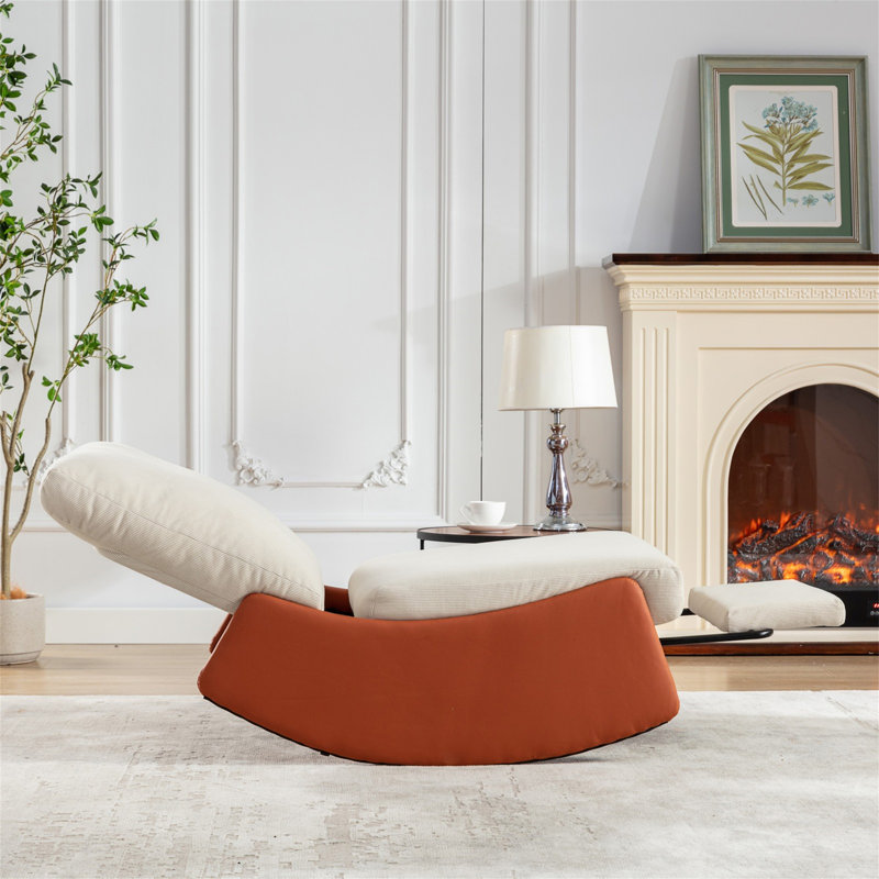 George Oliver Modern Rocking Chair Recliner Comfy Rocker Nursery Chair With Footrest Accent Reading Chair Upholstered Lounge Chair For Relaxing Resting Soft Padded Rocker For Indoor Living Room Bedroo...